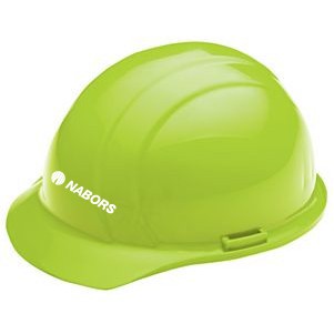 Hi-viz lime hard hat, six point pin lock suspension