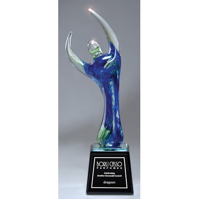 Blue Celebration Art Glass Award 14"H