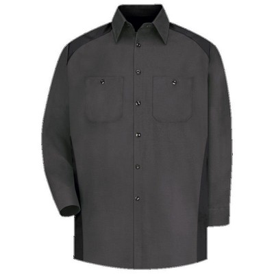 Red Kap™ Men's Long Sleeve Motorsports Shirt - Charcoal Gray/Black