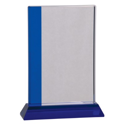 6 1/2" x 7" Blue Edge Crystal on Blue Base