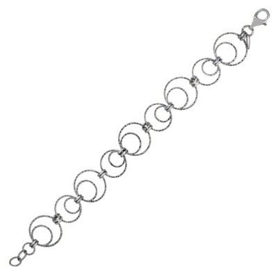 7.5" Sterling Silver Ladies Double Circle Link Bracelet - 8.5gm