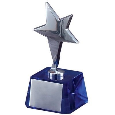 Blue Crystal Star Award 3"W X 6"H