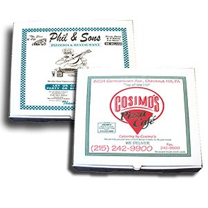 Custom Printed Corrugated White Pizza Box (18"x18"x2")