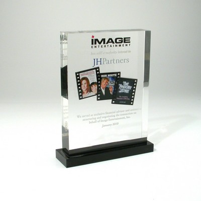 Rectangle Lucite® Embedment Award on Base (5" x 6 1/2" x 1 1/2")