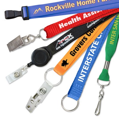 3/4" Custom Silkscreen Flat-Ribbed Polyester Lanyards