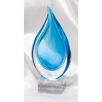 Blue Raindrop Inspired Art Glass Award - 11 1/4'' H