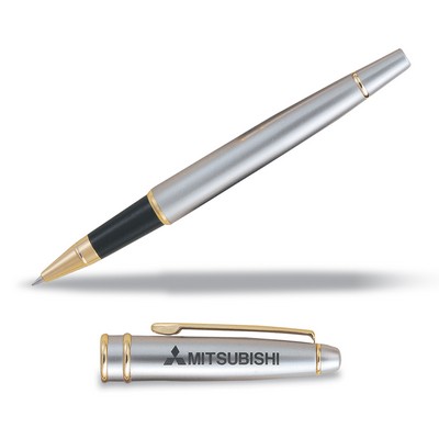 Brass Roller Ball Pen in Satin Chrome Finish