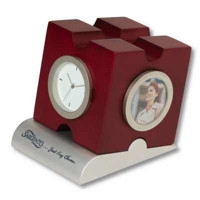 Puzzle Design Desk Clock & Photo Frame