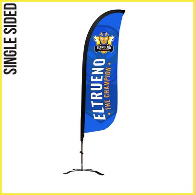 9' Feather Flag - Single Sided w/Black X Base (Small) - Made In The USA