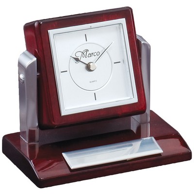 Tilted Rosewood Desk Clock