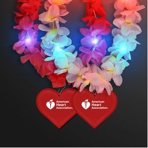 Light Up Hawaiian Leis with Custom Heart Medallion - Domestic Print