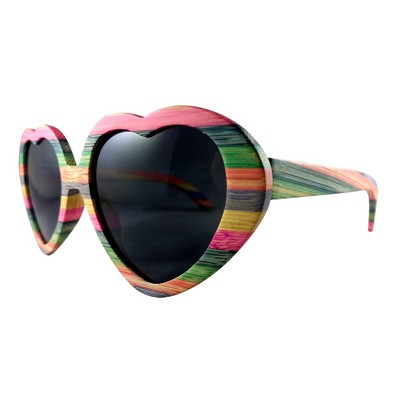 Bamboo Wood Heart Sunglasses