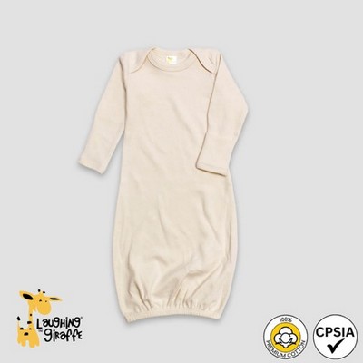 Baby Long Sleeve Lap Sleep Gown w/Mittens Natural Premium 100% Cotton- Laughing Giraffe®