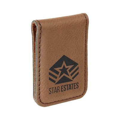 Leatherette Money Clip - Dark Brown