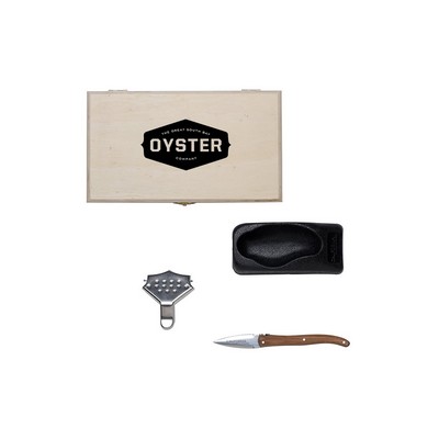 Oyster Knife & Shucker Tool Set in Pinewood Gift Box