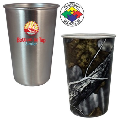 16 Oz. Camo Stainless Pint Mixing Glass w/Rolled Lip (Screen Printed)