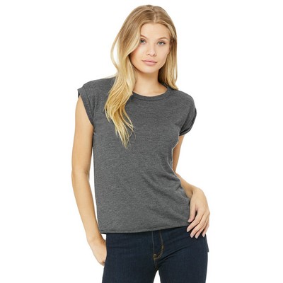 BELLA+CANVAS® Women's Flowy Muscle Tee Shirt w/Rolled Cuff