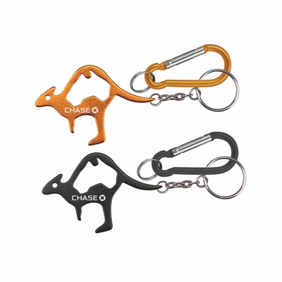 Kangaroo Shaped Bottle Opener w/Key Chain & Carabiner