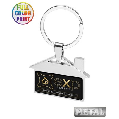 Union Printed - House Shaped Metal Keychain with Full Color Dome Label Print