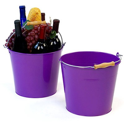 10" Purple Painted Pail w/Wooden Handle