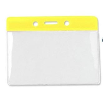 Vinyl Horizontal Top Load Badge Holder (4.10"x 3.5")(Yellow)