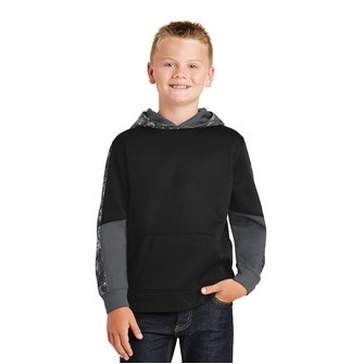 Sport-Tek® Youth Sport Wick® Mineral Freeze Fleece Colorblock Hooded Pullover Shirt