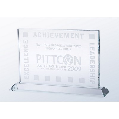 Clear Glass Horizontal Plaque Award, Medium (8"x5-1/2")