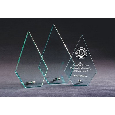 Beveled Arrowhead Jade Glass Award with Aluminum Pole, Small (4-3/4"x7")