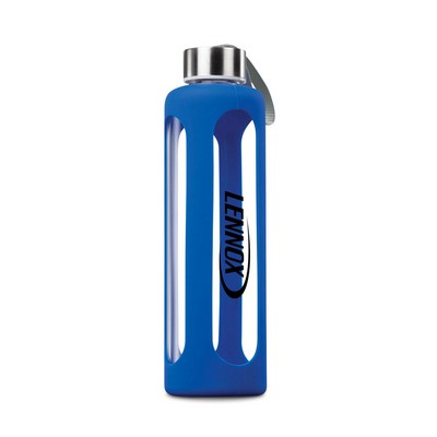 The Pure Glass/Silicone Bottle - 17oz Blue