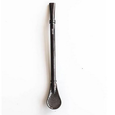 Stainless Steel Black Straw Spoon