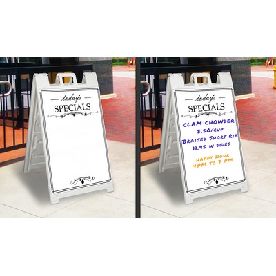 White Standard Sandwich Board Display w/ 2 Sided Graphic - Dry Erase