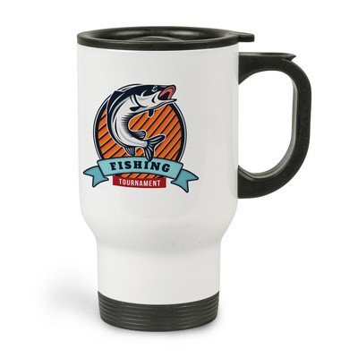 14 Oz. White Stainless Steel Travel Mug