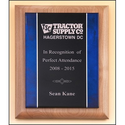 Airflyte® Natural Alder Wood Plaque w/Acrylic Plate & Blue Border (8"x 10")