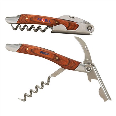 Mahogany Style Wooden Corkscrew Wine Bottle Opener