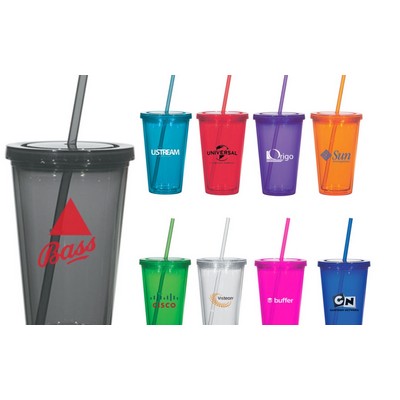 16 Oz. Acrylic Tumbler w/Lid & Straw