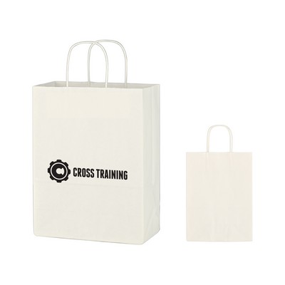 Kraft Paper White Shopping Bag - 10" x 13"