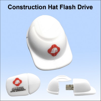 Construction Hat Flash Drive - 128 MB - White