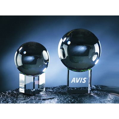 Gazing Ball w/Clear or Rainbow Base optical crystal award/trophy.2.375"D