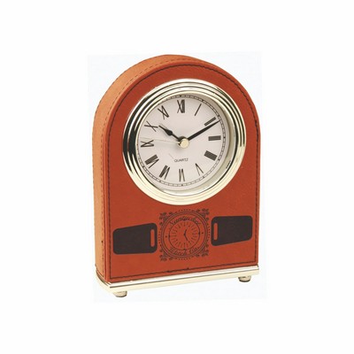 5½" Rawhide Leatherette Arch Desk Clock