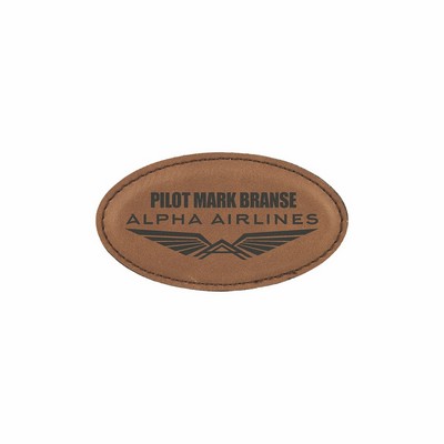 3 1/4" x 1 3/4" Dark Brown Leatherette Oval Badge w/ Magnet