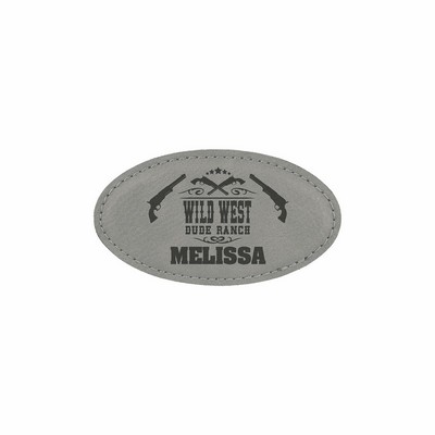 3 1/4" x 1 3/4" Gray Leatherette Oval Badge w/ Magnet