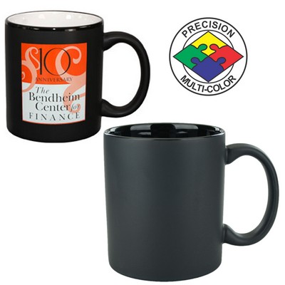 11 Oz. Black Satin/Black 2 Tone C-Handle Hilo Mug - Dishwasher Resistant - Precision Spot Color