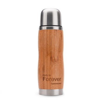 13 Oz. Bamboo Stainless Steel Double Wall Water Bottle