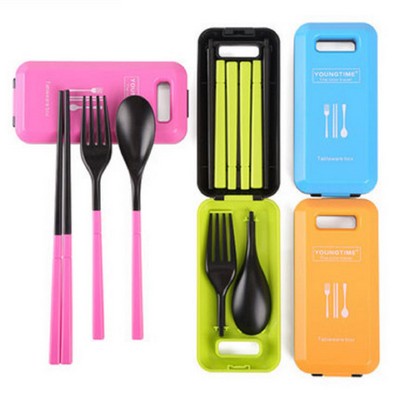 3 in 1 Collapsible Chopsticks Spoon Fork Set