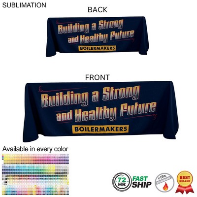 72 Hr Fast Ship - Sublimated Table Cloth for 6' table, Drape style, 4 sided, Closed Back