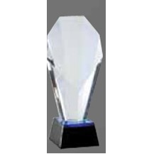 Medium Crystal Slant Face Award w/Blue Highlight Base