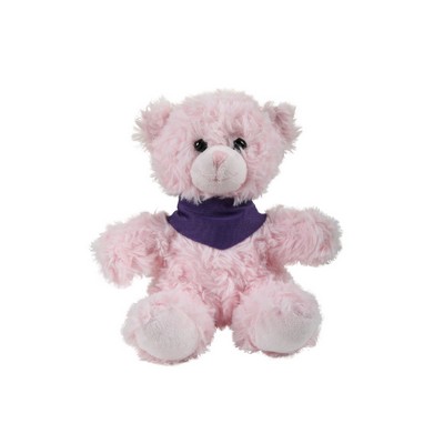 soft plush Pink Curly Sitting Bear with bandana