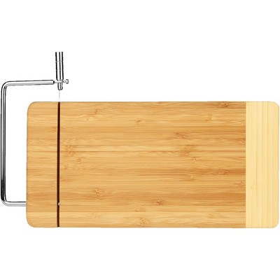 12" x 6" Bamboo Rectangle Cutting Board with Metal Cheese Cutter