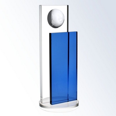 Blue Endeavor Globe Optic Crystal Award - Small