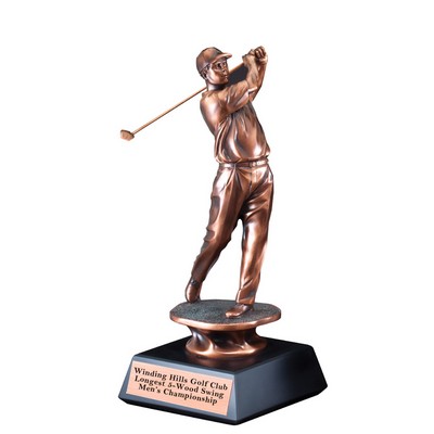 10" Bronze Electroplated Male Golf Follow Through Swing Trophy